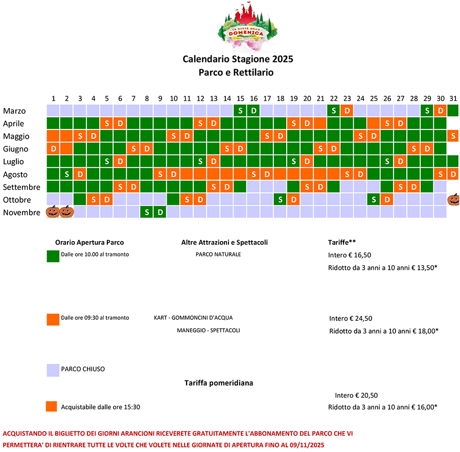 Città della domenica calendario 2025